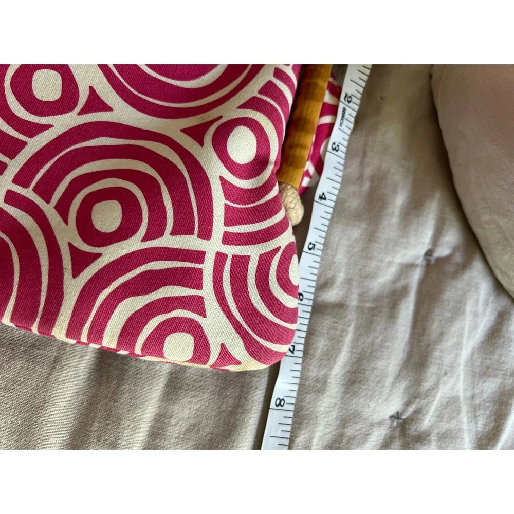 Donna Dixon Bamboo Handle Pink Geometric Print‎ Clutch Magnetic Closure Casual